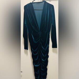 Elegant Velvet Green Dress